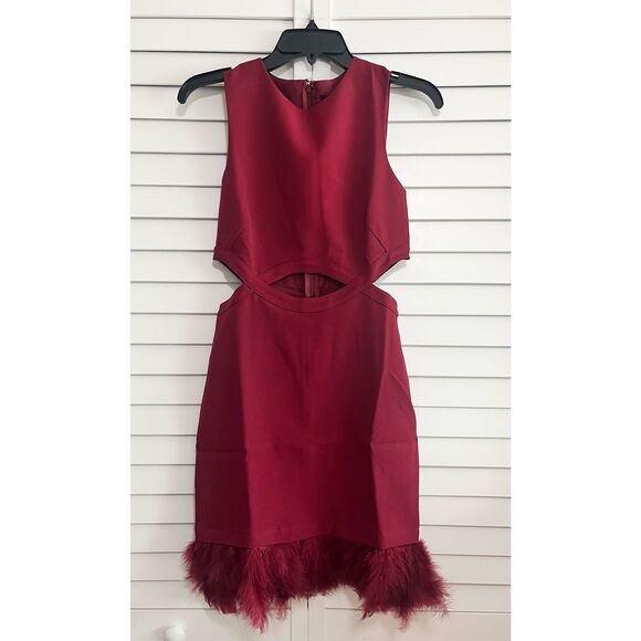 NWT Endless Rose Red Feather Mini Dress Size Small - Picture 1 of 7